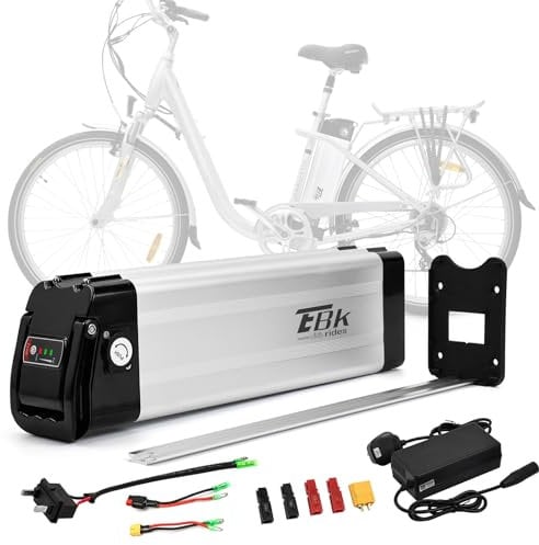 Ebkrides 36V 10AH Ebike Battery, Electric Folding Bike Battery Replacement Silverfish Removable Lithium-Ion Bicycle Battery with Charger, 2 Pins Discharge Port for 200W 250W 350W Motor Electric Bike