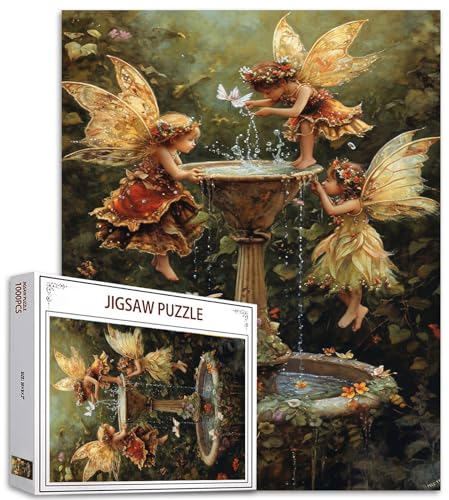 Tucocoo Fairy Little Girl Puzzle für Erwachsene, 1000 Teile, abstraktes Schmetterlings-Elfen-Kunst-Puzzle, 70 x 50 cm, Bunte DIY-Puzzles für Heimdekoration, Familienpuzzle, perfekt für Spielabende