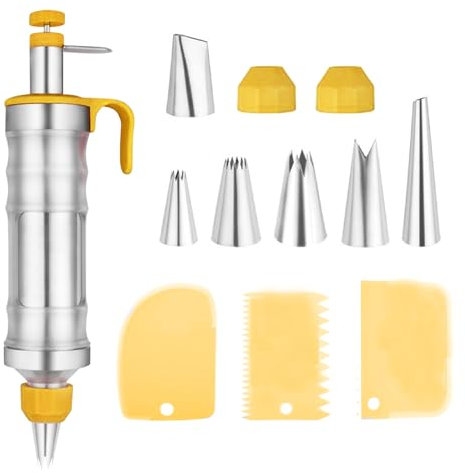 AstraLoom Profi Garnierspritze Edelstahl Set – 6 verschiedene Spritztüllen, perfekt für das Füllen von Marmelade, ideal für Cupcakes und kreative Tortendekoration