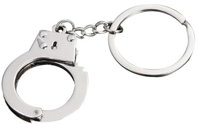 Silberner Kleiner Schlüsselanhänger in Handschellenform, Schlüsselanhänger aus Zinklegierung, origineller Schlüsselanhänger, Taschendekoration, Metall-Schlüsselring für Männer und Frauen