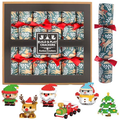 Kuckoo Crackers - 6 x 13-inch Build & Play Christmas Micro Block Christmas Crackers
