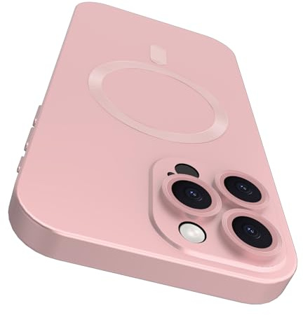 VCGFJD Magnetic for iPhone 16 Pro Case with Camera Lens Protector [Compatible with Magnetic], Matte Metallic Lustre Slim Soft TPU Bumper Shockproof Phone Case for iPhone 16 Pro 6.3 - Pink
