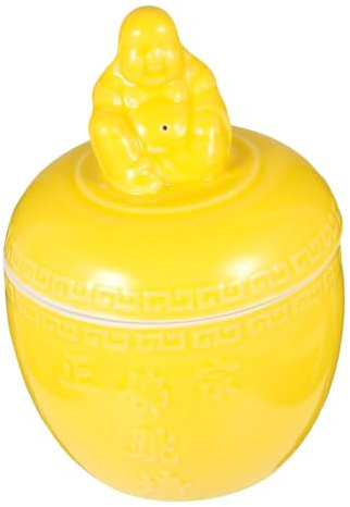 MAGICLULU Coccio Zuccheriere in Porcellana Pentole da Minestra con Coperchi Stufato Multifunzionale Pentola di Stufato Pentola da Minestra Stufato di Minestra da Cucina Yellow Ceramica