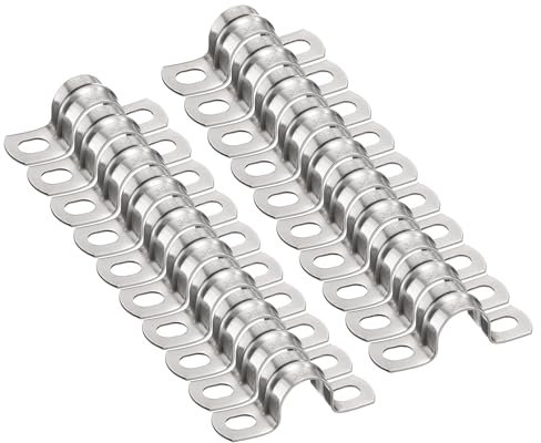 sourcing map 10pcs 5/16 22mm Conduit Clamps, M22 U Tube Pipe Clamp, Stainless Steel Rigid Pipe Strap, U Shaped Bracket with Two Hole for Pipe Tube Hose Wire Cord Fixing, Thick