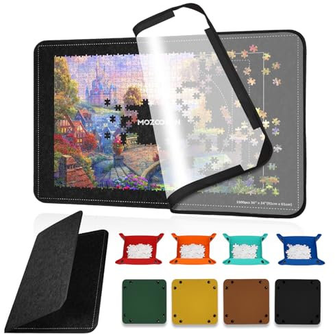 MOZOOSON Puzzlebrett 1500 Teile, Faltbares Puzzle Board mit 8 Sortierer, Tragbare Puzzlematte, Puzzle-Aufbewahrung, Jigsaw-Zubehör mit Rutschfester Oberfläche