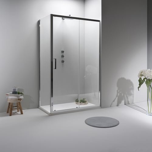 Box Doccia Angolare 70x100 cm - Cabina Doccia con Lato Fisso Trasparente, Temperato 6mm e Anticalcare, Porta Scorrevole, Profilo Cromato e Chiusura Magnetica - Facile da Installare e Pulire