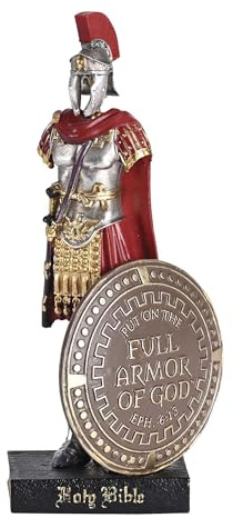 Dicksons Full Armor of God Holy Bible Red Silver and Gold Resin Collectible Figure Statue 6 x 2.6 Inch