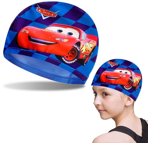 Cuffia Piscina Bambino, Cuffie Piscina Bambini Cars, Cuffia da Nuoto Unisex, Cuffia da Nuoto da Cartone Animato per Studenti per Bambini
