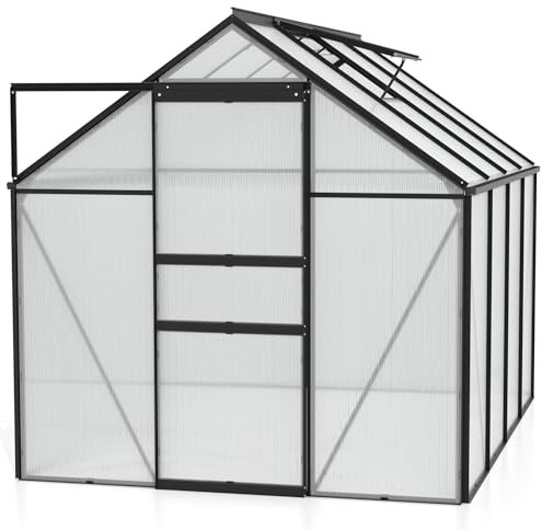 Vitavia Gewächshaus Comet 5000 schwarz | 5 m² | 4 mm HKP | Kugelgelagerte Schiebetür | UV-stabil & wetterfest | Einfache Montage | Leicht & bruchsicher