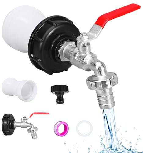 FORMIZON IBC Tank Schwanenhals, IBC Adapter mit Schwanenhals Messing Wasserhahn, IBC Schwanenhals 3/4 Auslaufhahn für 1000L Regenwassertank, Regenfass, IBC Container (B)