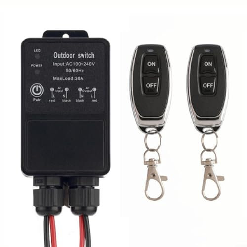 Alanmoship wireless Remote Switch,Outdoor Waterproof Remote Control light Switch,30A Relay Receiver AC100-240V For Light Water Pump Motor Fan Security System