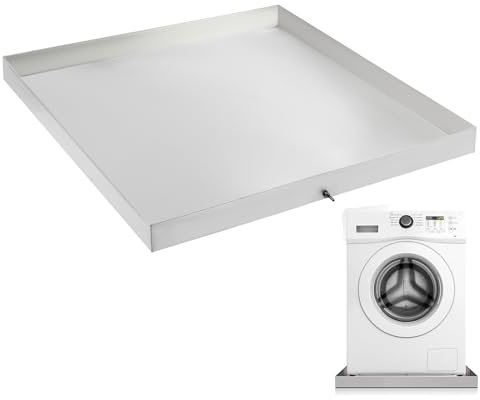 Auffangwanne Waschmaschine Heavy Duty 304 Edelstahl Waschmaschine Bodenwanne Drain Pan mit Drainageadapter Waschmaschine Spülmaschine für Boden-Schutz 81 * 76 * 6.3cm