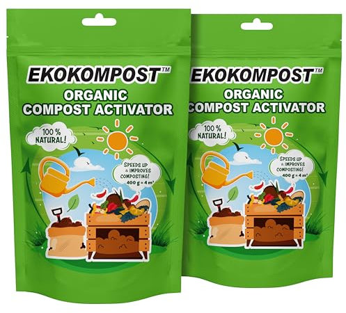 HANTPOL - EKOKOMPOST Accélérateur de compost - Aide naturelle au compostage microbiologique - Compostage plus rapide grâce aux bactéries utiles - 2x 400g pour 8.000 L/ 8 m3 de compost