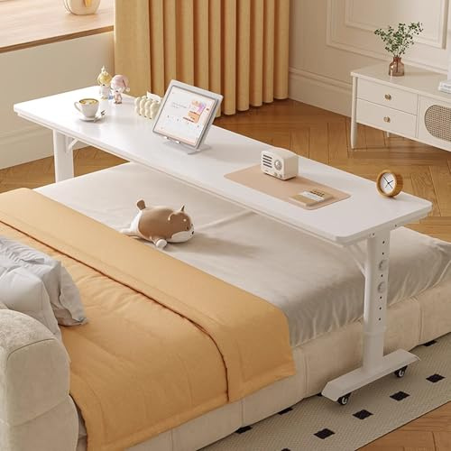 Adjustable Height Overbed Table Rolling Hospital Desk on Wheels Over Bed Laptop Workstation for Bedroom Mobile Tray Table for Easy Use