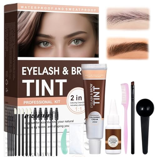 Coloración Para Cejas,profesional para dar teñir las cejas,Preparación Colorante para Cejas en Tono,Aplicación Rápida,Retención duradera del color(Marrón)