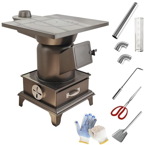 Holzofen Klein, Camping Ofen, Multifunktional, mit Großem Aschebehälter, für Zelte, Unterkünfte und Zum Kochen