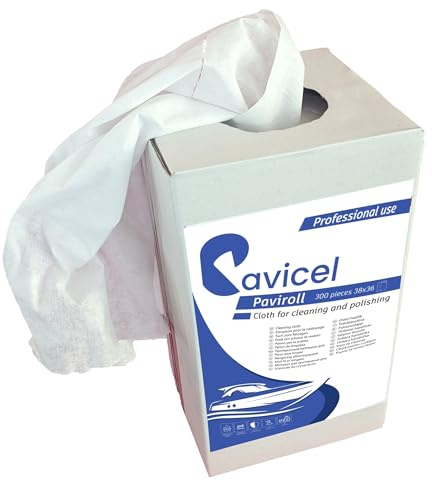 Pavicel Paviroll Dispense Barca, Panno in TNT per Pulizia Nautica, Monouso-Riutilizzabile, per Vetroresina e Superfici Verniciate, con Box Dispenser, Resistente all'Umidità