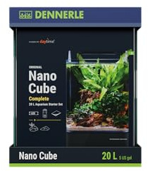 Dennerle Nano Cube Complete, 20 Liter - Mini-Aquarium Komplett-Set | 25 x 25 x 30 cm, abgerundete Ecken, kompaktes Vivarium für Nano-Aquaristik