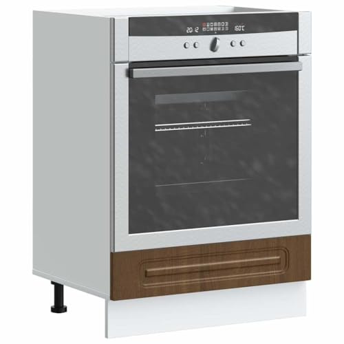 THOYTOUI Klassischer Herdumbauschrank Braun Eichen-Optik - Höhenverstellbarer Küchenschrank und Ofenschrank aus Holzwerkstoff (60 x 46 x 81,5 cm) für die perfekte Küchenorganisation