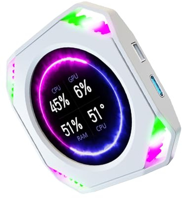 OSNIYAW 5,3 cm (2,1 Zoll) Display, PC-Monitore, GPU, CPU-Temperaturanzeige, USB-C-Plugs and Play, für Gaming-PC, baut Wasserkühlung Display