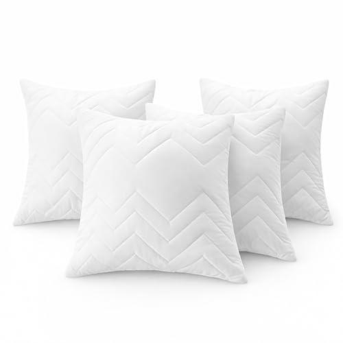 sei Design Deko-Kissen (4-er Set) 50x50 cm Zierkissen Sofakissen für Couch Bett und Sofa gesteppt mit Reißverschluss Doppelpack Kopfkissen Ökotex | waschbar bis 95 Grad | Made in Europa