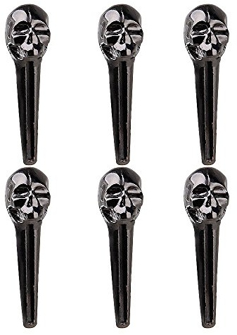 35 x 8 mm negro Metal de calavera guitarra acústica Cuerdas para guitarra clavijas de puente fijo cono Pack de 6