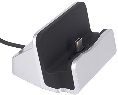 Type C Charger Dock, Yilan Durable USB Type-C Charger Cradle USB C Charging Station Stand [Fast Charging] Compatible with Moto Z/Z Play, Google Pixel/Pixel XL (Silver)