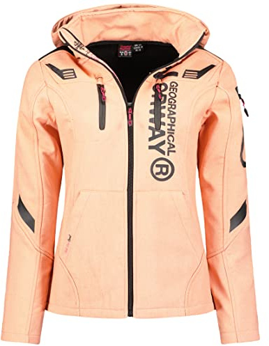 Geographical Norway trufa dama Chaqueta Softshell impermeable con capucha para exteriores para mujer, Chaqueta resistente al viento, Senderismo Esquí Otoño Invierno Primavera (Coral M)