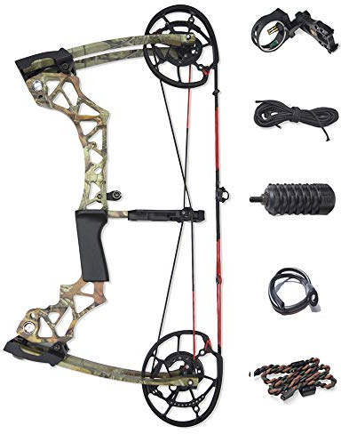 ZSHJG Compound Bogen Set Bogenset für Bogenschießen Verstellbarer Jagd Compoundbogenset 40-60 lbs Katapult Dual Use Stahlkugel mit Komplettes Zubehör Kit (Camo)
