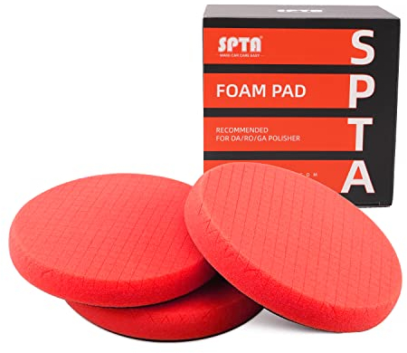 SPTA – Lot de 3 tampons de polissage pour finition rouge, 16,5 cm pour plaque d'appui de 150 mm, tampons éponge de polissage pour voiture, polisseuse et cirage – X00224R6B3