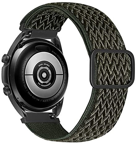MroTech Cinturino Compatibile con Samsung Galaxy Watch 4/4 Classic/Watch 5/5 Pro/Active/Active2 Braccialetto 20 mm per Huawei GT 2 42 mm Banda Braided Nylon Loop Elastico Intrecciato-Onda Army Green