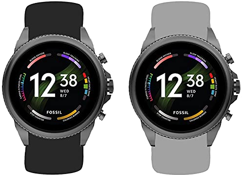 Giaogor Armband Kompatibel Für Fossil Gen 6 herren Smartwatch, Sport Silikon Classic Ersatz Uhrenarmband Für Fossil Gen 6 44mm Smartwatch (Schwarz+grau)
