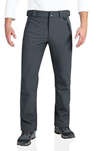 Outdoor Ventures Softshellhose Herren Wasserdicht Outdoorhose Winter Thermohose Warm Gefüttert Skihose Snowboardhose Winddicht Schneehose für Skifahren, Wandern, Trekking Dunkelgrau 32W/30L