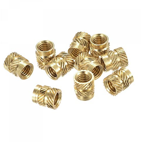 sourcing map knurled Insert Nuts, 60Pcs M5 x 8mm L x 7mm OD 3D Printing Brass Nuts Female Threaded Inserts Brass Heat Set Insert Embedment Nut