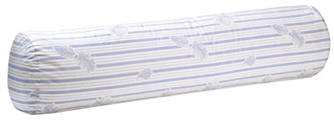 Blanrêve Nackenrolle aus Antan, natürlich, Feder und umweltfreundlich, Komfort Mi-Ferme, pflegeleicht, 90 cm, weiß/blau