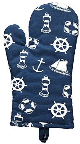 Sea-Club Ofenhandschuh - Maritim Küche Baumwolle blau/weiß