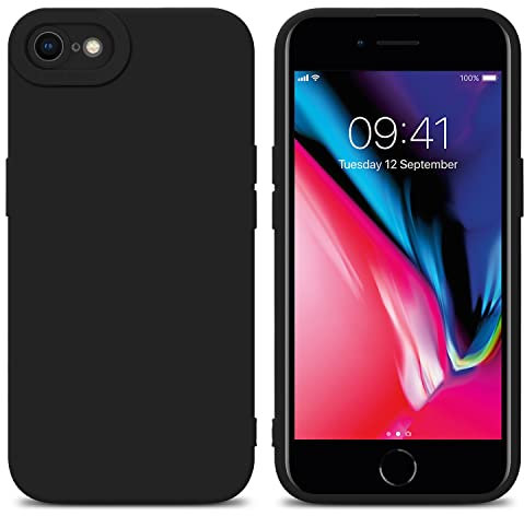 Cadorabo Hülle kompatibel mit Apple iPhone 7 7S 8 SE 2020 Schutzhülle TPU Silikon Case Liquid Design mit Kameraschutz Slim Kratzfest Gummi Case Hülle für iPhone 7 7S 8 SE 2020 in Schwarz
