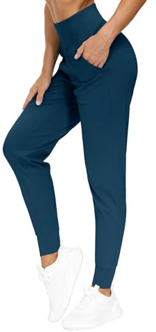 THE GYM PEOPLE Damen High Waist Jogginghose Stretch Leichte Sporthose | Tapered-Leg, 2 Taschen, Bauchkontrolle, Weiches, 4-Wege-Stretch, Atmungsaktiv, Laufhose Yoga Gym Fitness Wandern Freizeit