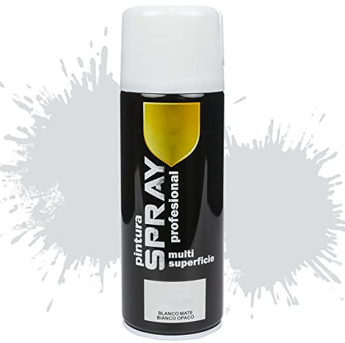 Etrexonline Pintura Spray Multicolor Profesional 400ml Adecuado Metal Madera y Plástico - Color Blanco Mate (Paquete de 1)