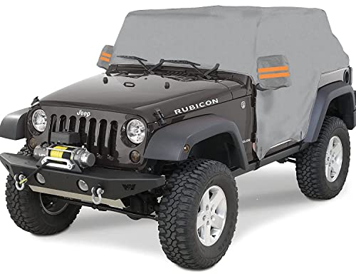 Big Ant Autoabdeckung, 100% wasserdichte Auto Halb Abdeckplane für Jeep Wrangler 2 Türen, Halb Autogarage für Wrangler CJ, TJ, YJ und JK, Jeep Abdeckung Anti-Regen, UV