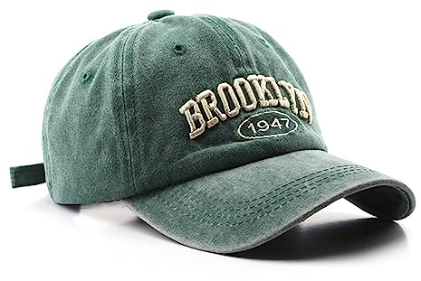 Brooklyn Cap Washed Vintage Baseball Cap Sonnenhut für Damen und Herren, Grün , M/L