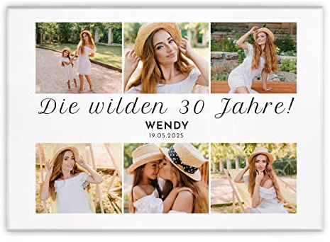 Maverton Fotoleinwand mit eigenem Foto, personalisiertes Fotocollage | Mit Holzrahmen, Größe 30x40 oder 50x70, Wandbild auf Leinwand für für Mädchen, für Frauen, Jahrestag, 50 x 70 cm