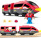 LiRiQi Batteriebetriebener Lokomotivzug (Magnetanschluss) - Motor-Hochgeschwindigkeitszug, lok Holzeisenbahn Zug, Kinder Lokomotive kompatibe mit Brio, Thomas - Spielzeugauto, Rot