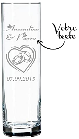 KDO MAGIC - Vase Personnalisable - Vase gravé avec Un Texte - Cadeau personnalisé - Idée Cadeau Personnalisée pour Mariage, Saint-Valentin, Couple, Amour