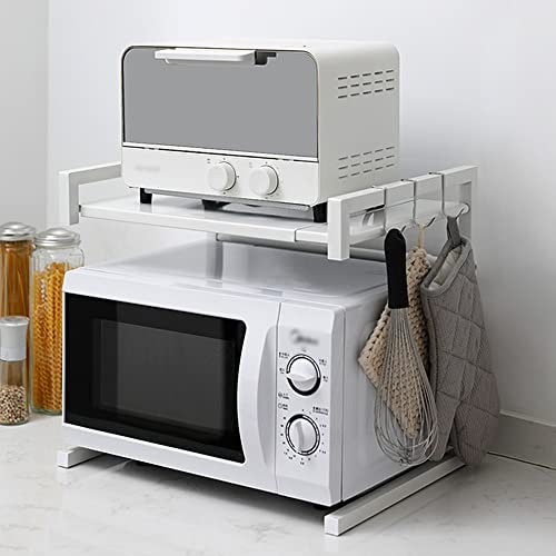 Drumm Cuisine Micro Ondes Etagere Rangement,Étagère pour Micro-Ondes à 2 Couches - Extensible - pour épices, conserves, Bouteilles, jusqu'à 25 kg