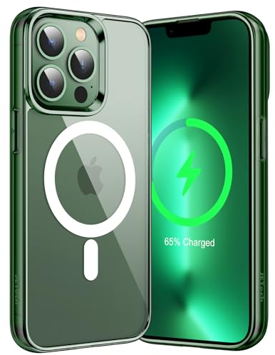 JETech Magnetic Case for iPhone 13 Pro Max 6.7-Inch Compatible with MagSafe Wireless Charging, Shockproof Phone Bumper Cover, Anti-Scratch Clear Back (Alpine Green)