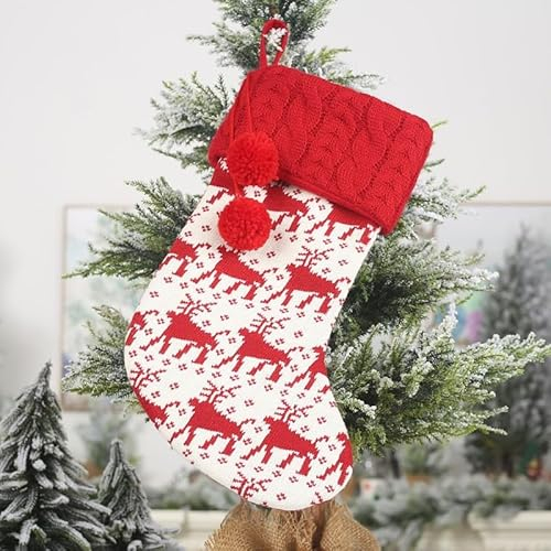 SYSUII 2 Stück Nikolausstiefel Nikolausstrumpf für Weihnachtsdeko,41 * 19cm Weihnachtsstrumpf Nikolausstiefel Geschenkbeutel Weihnachtsbaum Anhänger Weihnachten Geschenktüten für Weihnachtsdeko-Elch