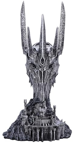 Nemesis Now Herr der Ringe Sauron Teelichthalter 33cm, Harz, Silber, offiziell lizenzierte Herr der Ringe Sauron Skulptur, Metalleinsatz zum Halten von Teelicht, gegossen aus feinstem Harz, handbemalt