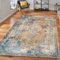 bamyum Landon Bedruckter Teppich Vintage Chenille-Druck Maschinell Hergestellt 120x180 cm, Waschbarer Multıcolor Teppich, Vintage Schlafzimmer, Antibakteriell Antirutschunterlage Küchenteppich