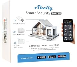 Shelly Smart Security Bundle | Intelligenter Bluetooth-Sicherheitspaket mit Bluetooth Gateway, Bewegungssensor und Fenstersensor | Heimautomatisierung | Kein Hub Erforderlich | Lange Akkulaufzeit